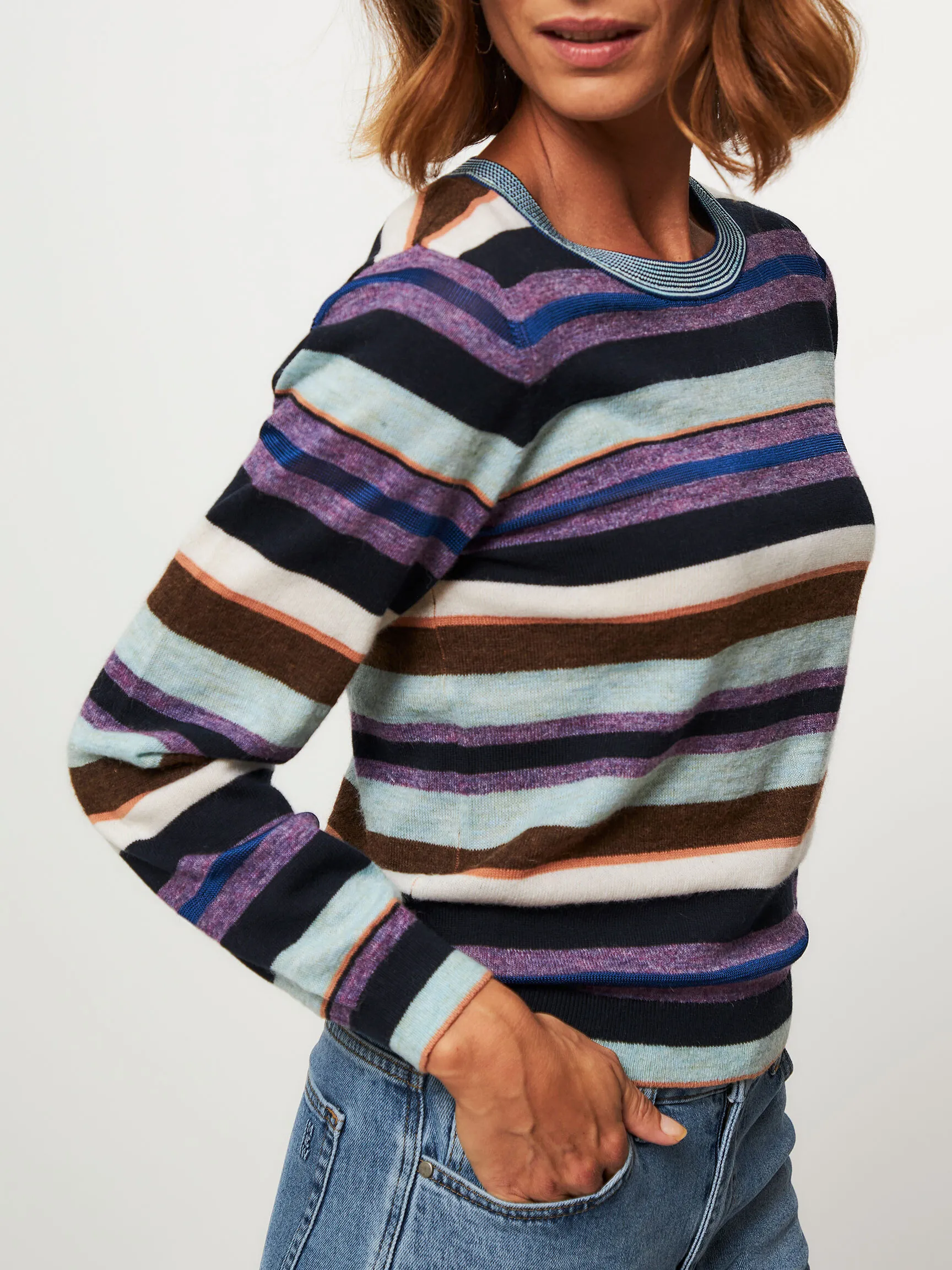 Bellerose Gopsy, katoenmix trui met gestreept dessin