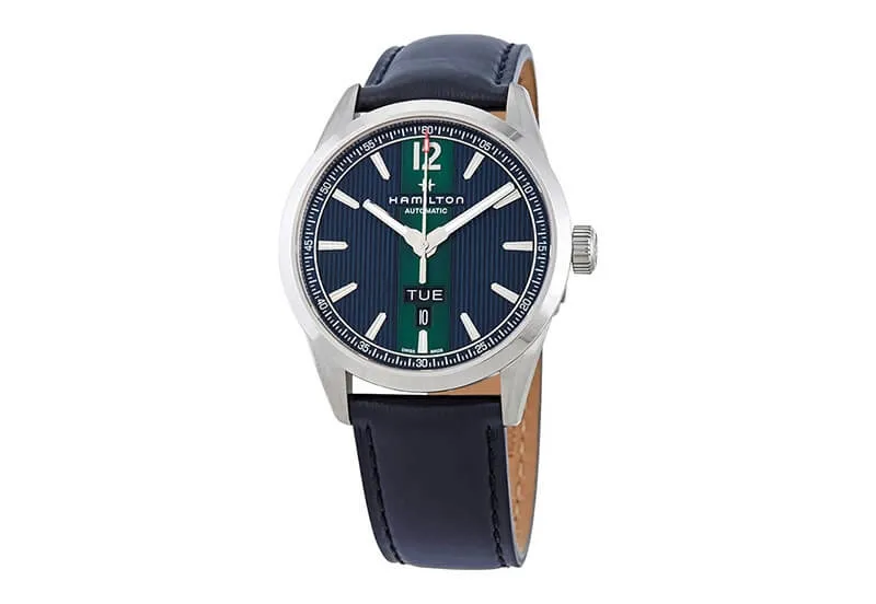 HAMILTON HORLOGEBAND H43515641  BLAUW LEER
