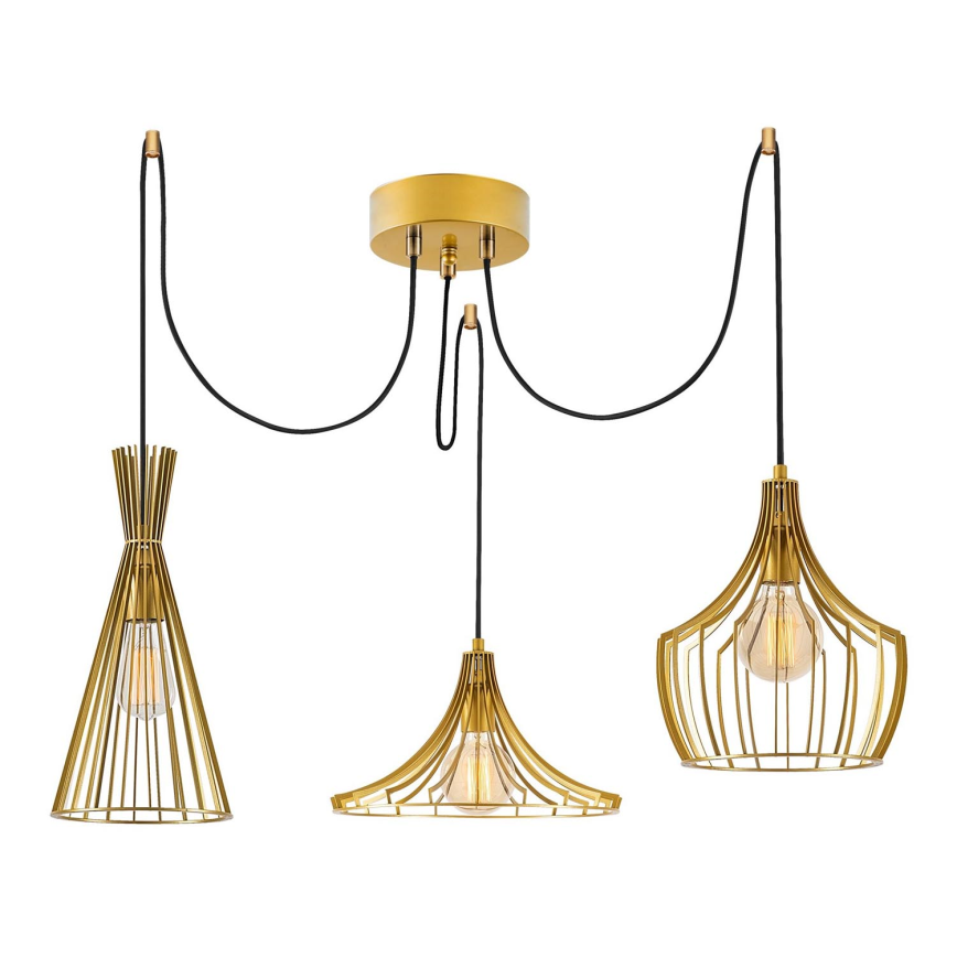 Hanglamp aan een koord MEZOPOTAMYA 3xE27/40W/230V spin goud