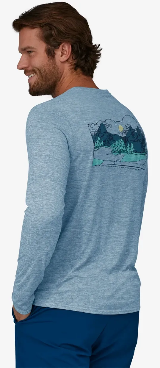 Longsleeve Patagonia Men Cap Cool Daily Graphic Shirt Lands Protect Pedal Evening Mauve X Dye