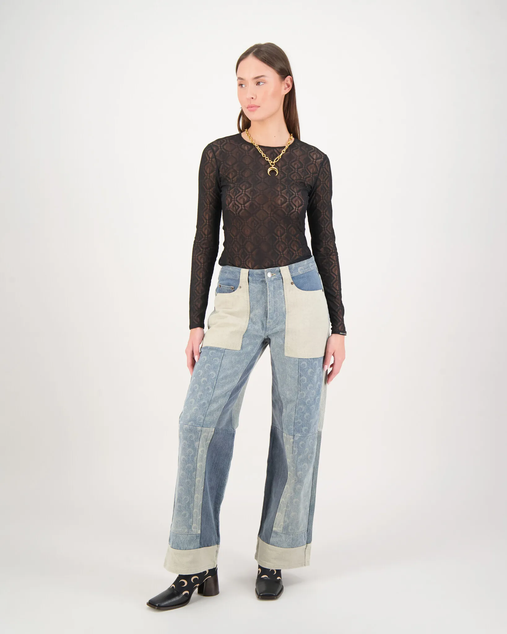 Marine Serre Moon Diamond Mesh Zwart